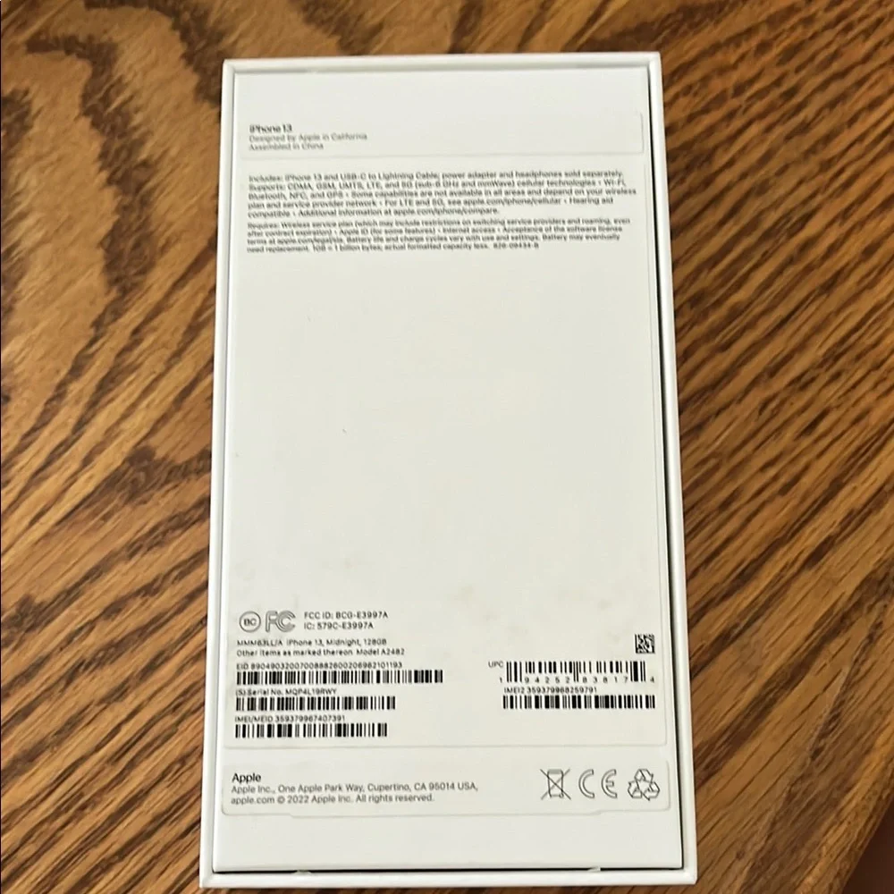 Empty Box Apple iPhone Black iPhone 13 📱